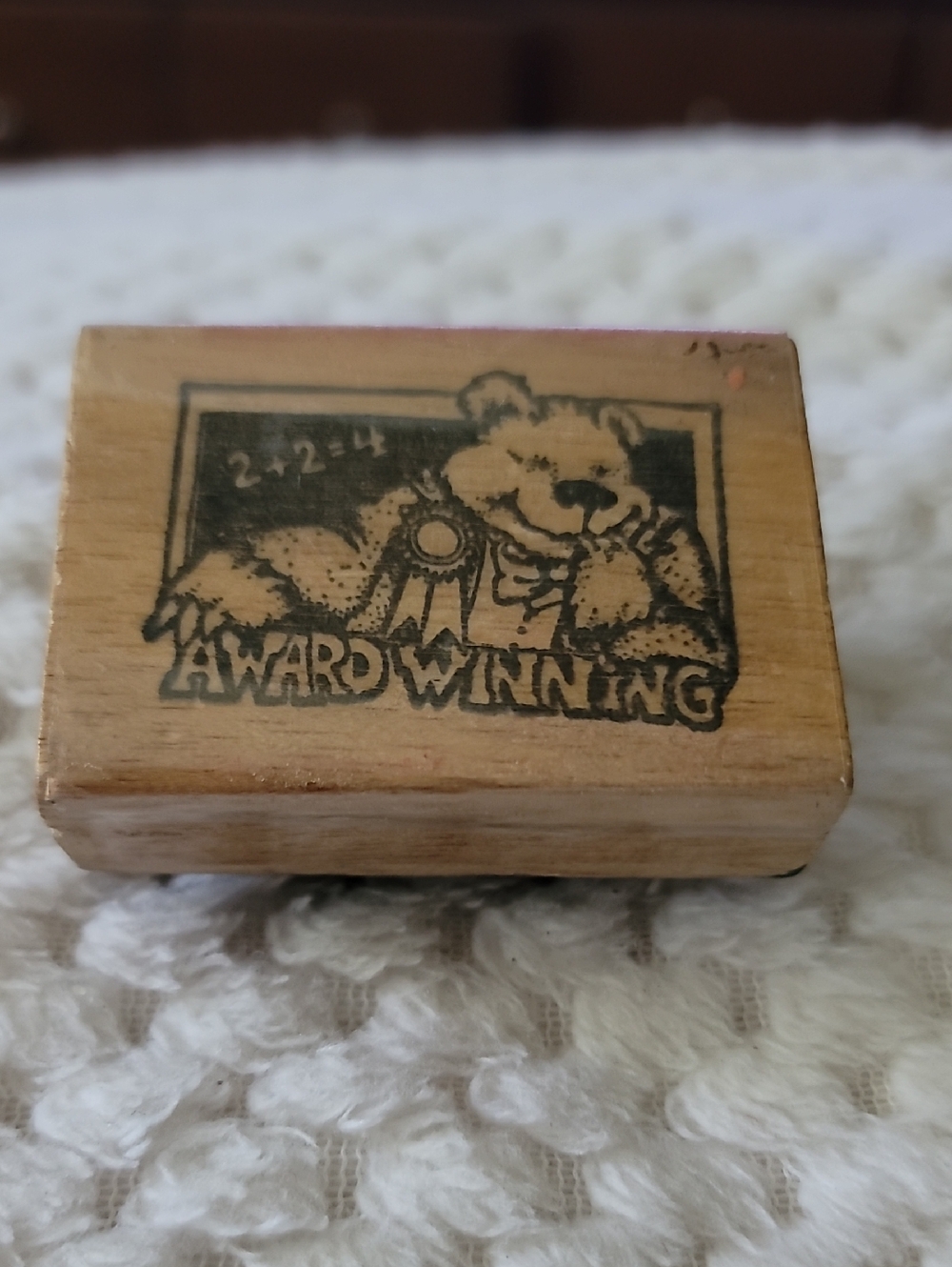 Teddy Bear And Award Winner Phrase Wooden Rubber Stamp